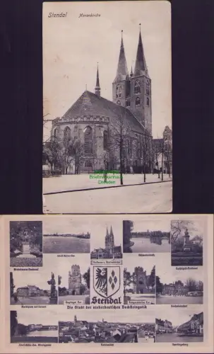 190154 2 AK Stendal Marienkirche 1912 Winkelmann-Denkmal Marktplats mit Roland 