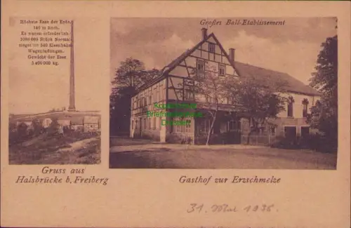 190266 AK Höchste Esse der Erde 140 m hoch Großes Ball-Etablissement Halsbrücke