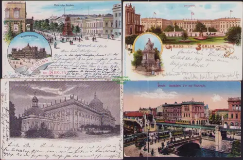 190402 4 AK Berlin Reichstagsgebäude Litho 1901 Unter den Linden KAISERIN AUGUST