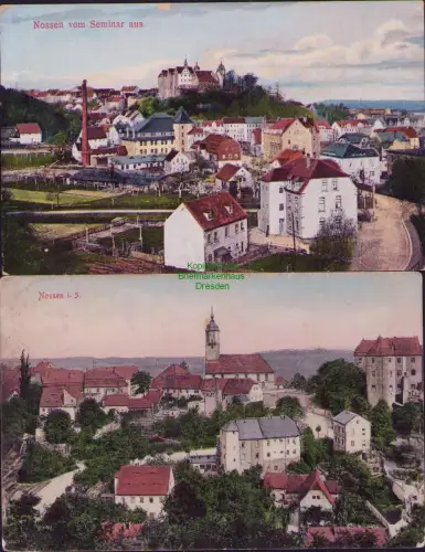 190774 2 AK Nossen 1909 vom Seminar aus