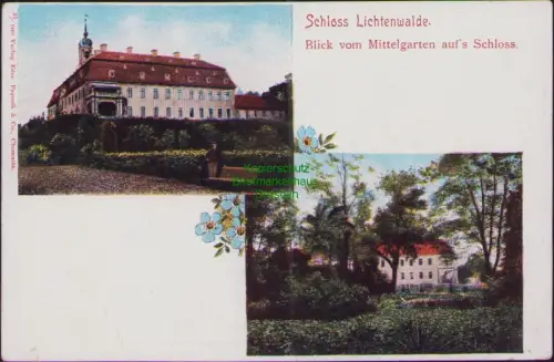 190702 AK Schloss Lichtenwalde Blick vom Mittelgarten auf's Schloss Gräflicher P