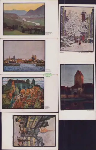 191048 6 AK Künstlerkarte 1915 BECKERT AUS ALT-FRANKFURT BAURNFEIND INNTAL AM AB