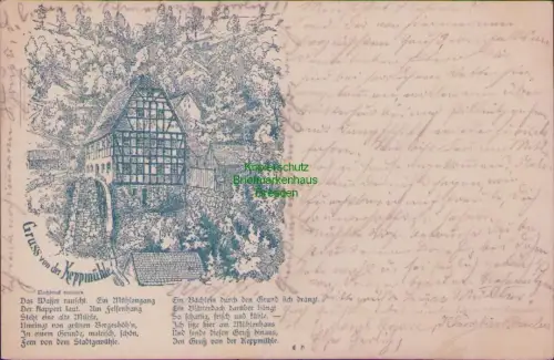 191066 AK Keppmühle 1895 Pillnitz Elbe VorläuferDas Waffer rauscht. Ein Mühleng