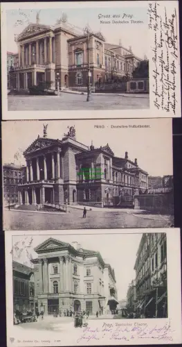 190847 3 AK Gruss aus Prag Neues Deutsches Theater 1904 Volkstheater 1914 Verlag