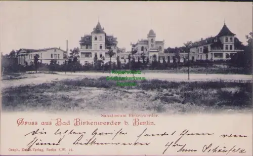 191097 AK Sanatorium Birkenwerder b. Berlin Bez. Potsdam Graph. Kunst-Verlag, Be