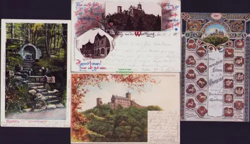 191373 4 AK Wartburg. Elisabethbrunnen Restauration Dr Martin Luther 1899  OTTMA