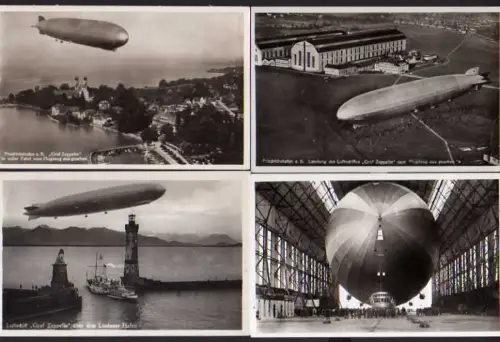 37507 4 AK Graf Zeppelin Luftschiff Fotokarte Friedrichshafen Lindau 1933