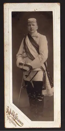 86736 Foto CDV Studentika Student Säbel Degen Schärpe Friedberg Hessen
