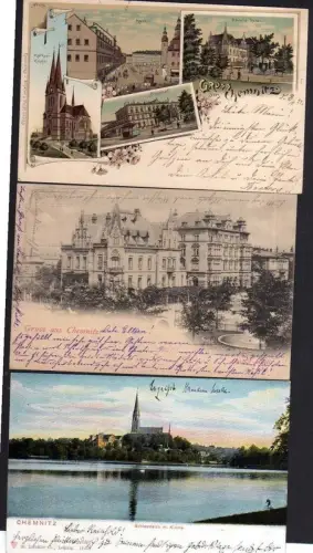 89525 3 AK Chemnitz 1897 Litho Bahnhof Carola Hotel Markus Kirche