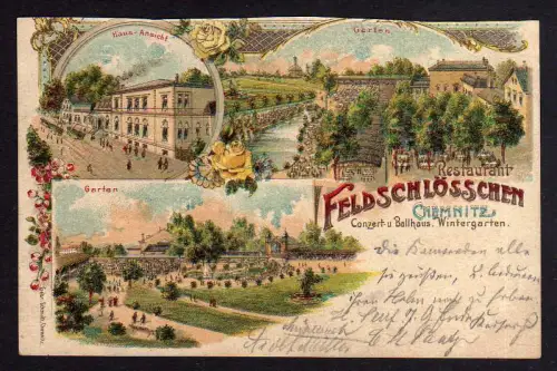 90022 AK Chemnitz Restaurant Feldschlöschen Concerthaus Ballhaus 1899
