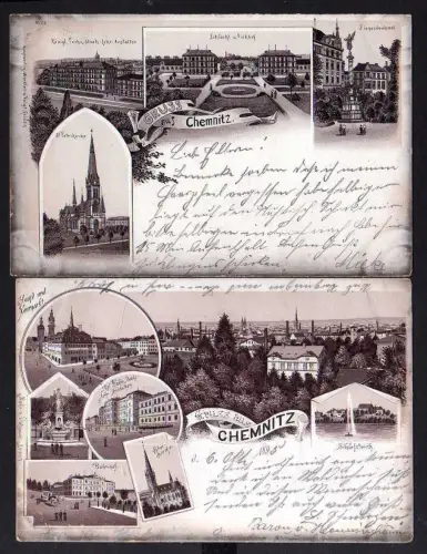 89526 2 AK Chemnitz 1895 1898 Vorläufer Bahnhof Staats Lehr Anstalt Hauptmarkt