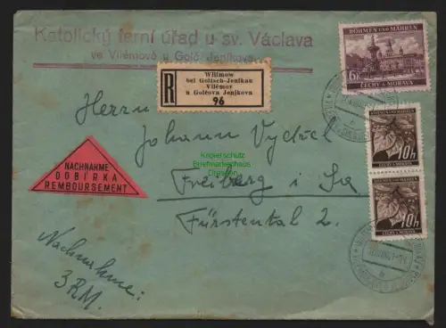 B11289 Brief Nachnahme Willimow b. Goltsch-Jenikau Vilemov u Golcuv Jeníkov 1941