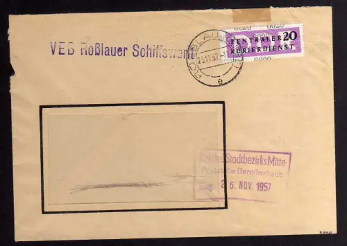 B1461 DDR ZKD 15 Kontrollzahl 8020 Brief Roßlau geprüft BPP VEB Roßlauer Schiffs