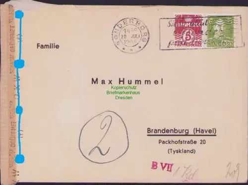 B17112 Brief Dänemark Sonderborg 1944 nach Brandenburg Havel OKW Zensur mit