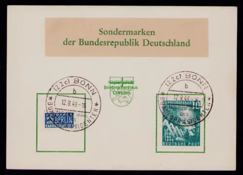 B17977 Gedenkkarte Gedenkblatt BRD 111 Tag der Wahl des Bundespräsidenten 12.9.