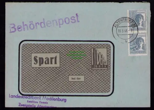 B18333 Brief Altentreptow 1948   Behördenpost