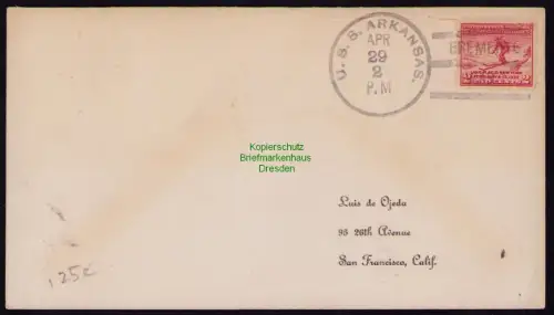 B18298 USA Brief 1932  U. S. S. Arkansas to San Francisco  Bremerton Wash. Brief