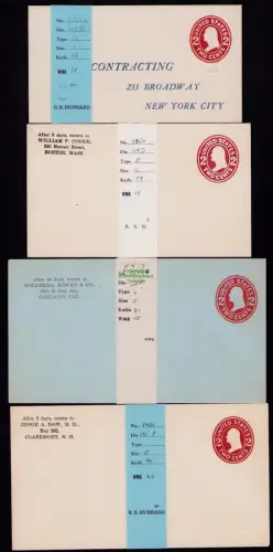 B18724 USA Ganzsachen Postal stationery 8x 2 cents rot verschiedene Formate