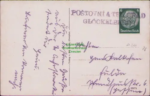 B21321 AK BöhmerwaldOberwald Blöckenstein Notstempel Glöckelburg 1938