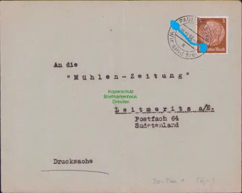 B21307 Brief Pavluv Studenec Paulusbrunn 1938 Befreiungsstempel