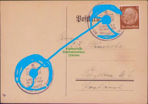 B21304 Postkarte Lobositz Sprachgrenzlers Kampf 1938  Befreiungsstempel