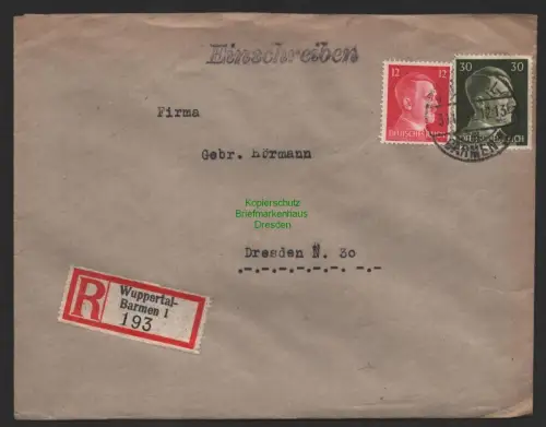 B9810 R-Brief Gebr. Hörmann A.-G. Wuppertal-Barmen 1  1943