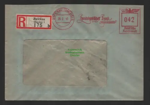 B9840 R-Brief Gebr. Hörmann A.-G. Zwickau (Sachs) 1 b  1943