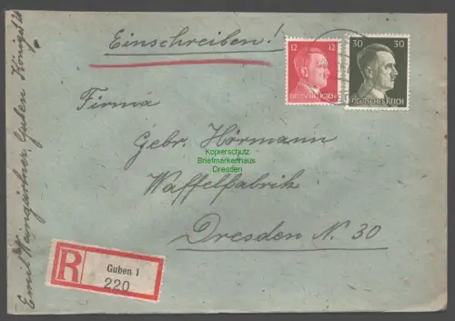 B9392 R-Brief Gebr. Hörmann A.-G. Guben 1 1943 Emil Weingärtner