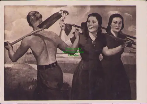 B21343 Postkarte AK Dienstpost Böhmen Mähren Prag SST Kunstschau 1944