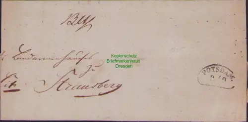 B21474 Vorphila Faltbrief Preussen Nierenstempel Potsdam 1825 nach Strausberg
