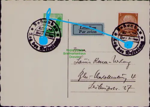B22004 Karte Lobendava Lobendau  1938 Stempel Tag der Befreiung Propaganda