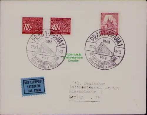 B22017 Brief Böhmen und Mähren Prag Praha 1941 PMM PVV SSt