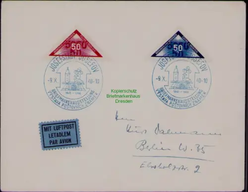 B22018 Brief Böhmen u. Mähren Josefstadt Josefov SST Briefmarkenausstellung 1940