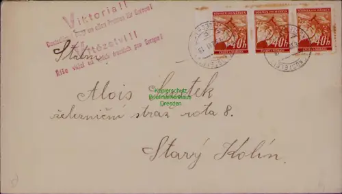 B22016 Brief Böhmen und Mähren Viktoria Stempel Elbekosteletz Kostelec nad Labem