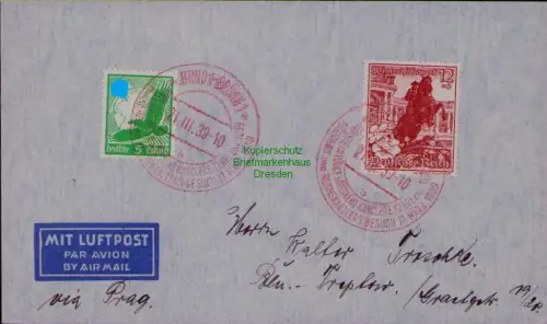 B22021 Brief Böhmen und Mähren roter SST Brno Brünn 1939