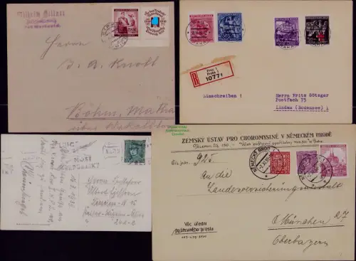 B22023 4x Brief / AK Böhmen und Mähren Prag 1943