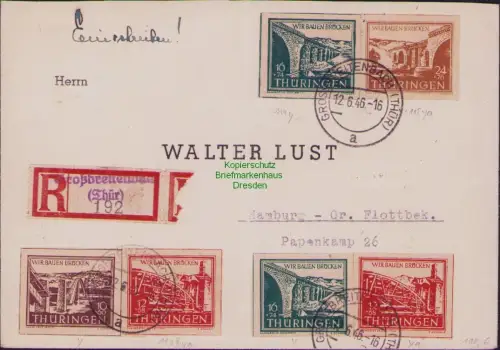 B22894 SBZ Thüringen R-Brief 112-115 Einschreiben Großbreitenbach 12.6.46 1946 n