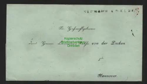 B7052 Faltbrief Hülle NEUHAUS a.d. ELBE nach Hannover an von der Decken Adel