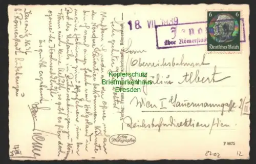 B8702 AK Römerstadt Rymarov 1939 Notstempel Befreiungsstempel Janowitz über