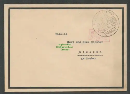 B6120 Brief DDR Gebühr bezahlt 1951 Traueranzeige innenliegend Ortsdrucksache