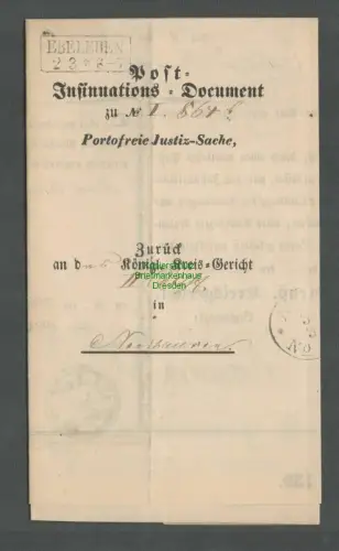 B5992 Brief Faltbrief Post Insinuations Document Ebeleben 1863 nach Nordhausen