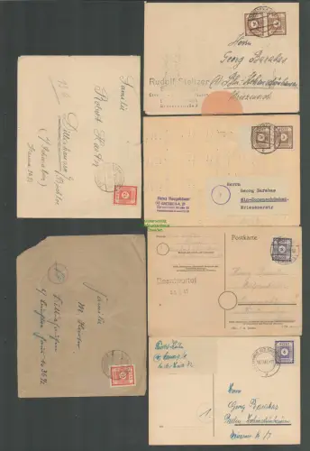 B6812 SBZ Ostsachsen 6x Beleg Dresden Zwickau Coswig Jahnsdof 1945 1946 EF MeF