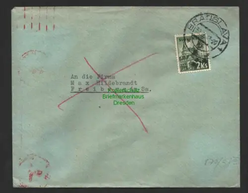 B8787 Slovakei Bratislava 1942 verschiedene Zensur Stempel Oberkommando der