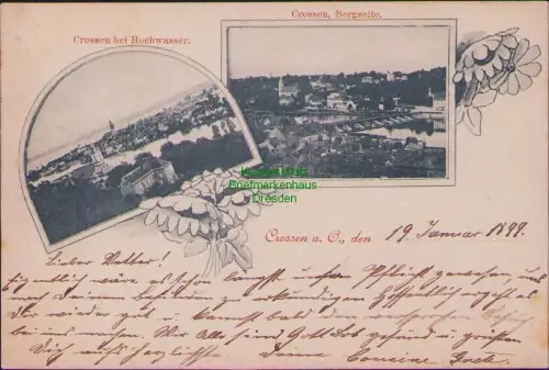 164575 AK Crossen a. O. Oder bei Hochwasser Bergseite 1899 