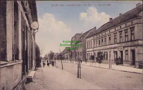 164658 AK Gruß aus Lasdehnen (O.-Pr) 1914 Dorfstraße