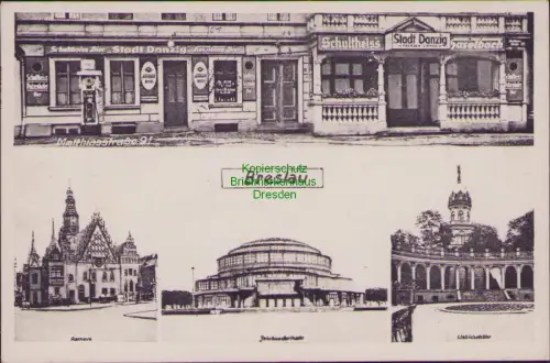 164644 AK Rathaus Breslau 1940 Jahrhunderthalle Matthiasstr. 91 Hotel u. Gaststä