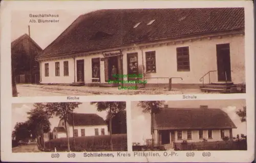 164654 AK Schillehnen Kreis Pillkallen Schloßberg 1912 Geschäftshaus Alb. Blumre