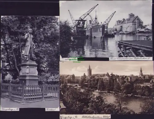 164521 3 AK Köningsberg i. Pr. Opr. 1940 Schloßteichpartie u. Schloß Neuer Silos
