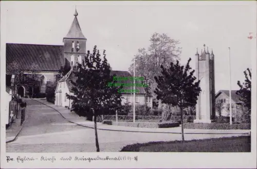168420 AK Pr. Eylau Kirche und Kriegerdenkmal (1914-18) 1936 Ostpreußen Bagratio
