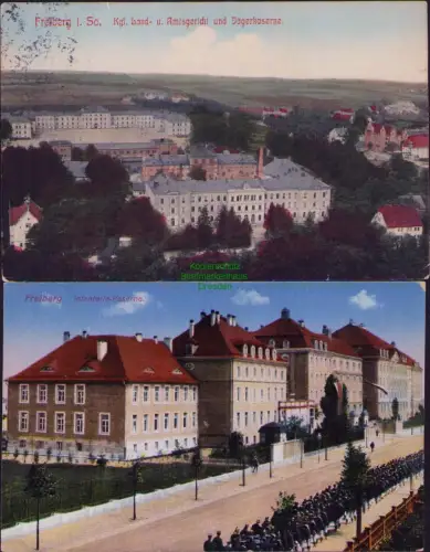 168429 2 AK Freiberg i. Sa. Kgl. Land- u. Amtsgericht und Jägerkaserne Infanteri